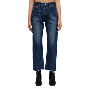 MOUSSY CAPAC WIDE STRAIGHT BUTTON FLY CROPPED JEANS IN BLUE NWOT WOMEN'S SIZE 29